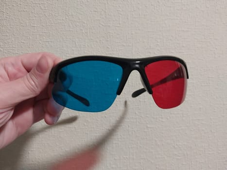 VR glasses anaglyph red and the blue glasses