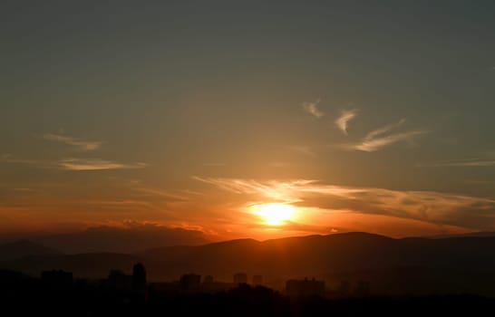 beautiful golden sunset sky landscape, natural background