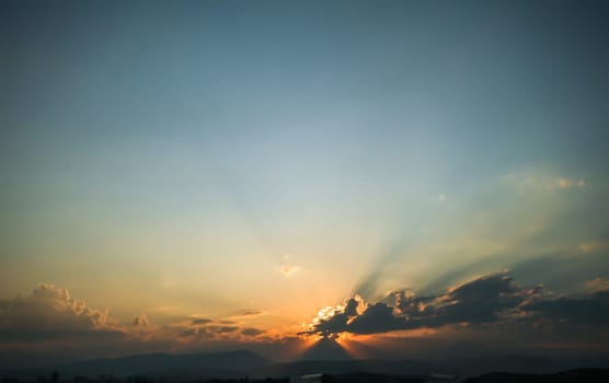 beautiful golden sunset sky landscape, natural background