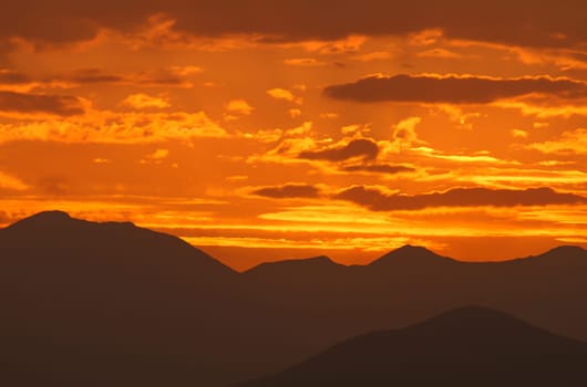 natural sunset clouds sky background, color panorama