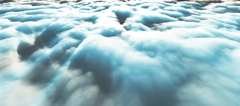 above clouds sun ray 3d render illustration