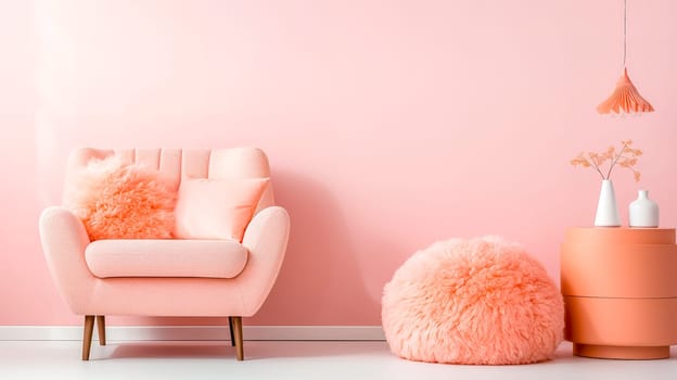 peach color minimalistic interior 2024