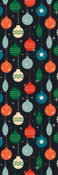 bookmark with retro Christmas pattern with Christmas tree decorations