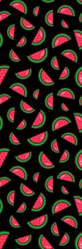 black and red printable bookmark with Watermelon pattern