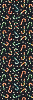 Black Festive Christmas bookmark with Candy Canes