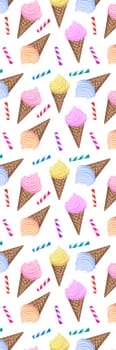 Bookmark with Ice Cream cones and sweets pattern