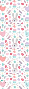 Easter bookmark with Easter kawaii bunnies