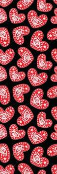 Black and red Bookmark with Valentine Magic Hearts pattern