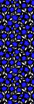 Black blue bookmark with spring floral pattern