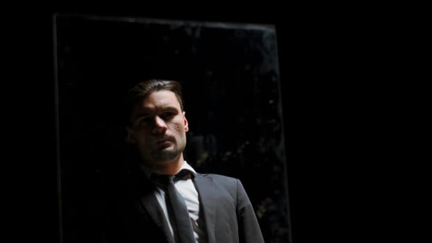 Theatrical production. Stock footage. A dark room with various accessories for the theater and actors. High quality 4k footage