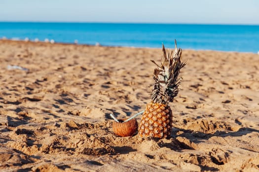 pineapple and coconut cocktail on the beach near the Sea resort in the South