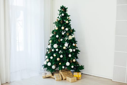 Christmas tree with gifts interior new year decor holiday as background