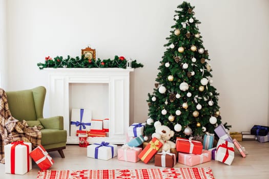 Christmas tree with new year gifts decor holiday
