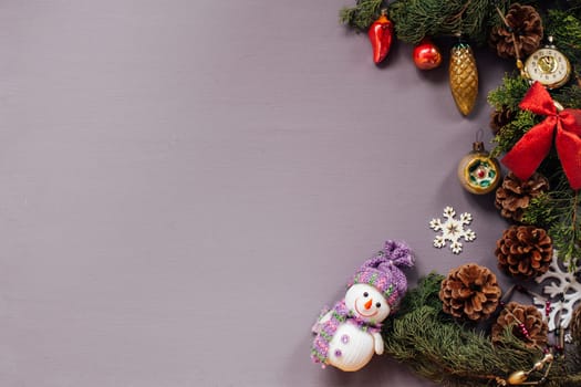 Christmas toys gifts decor new year on a purple background