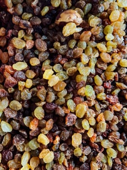 lots of dried fruit for eating raisins background