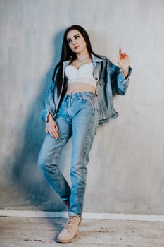 beautiful girl in jeans clothes fashion nice