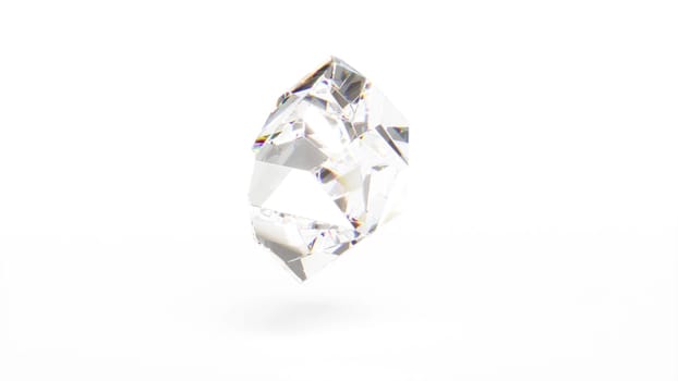 Crystal gem brilliant rotate on white back intro 3d render