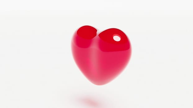 Color glass heart beats on white back endless 3d render