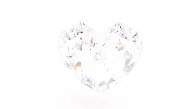 Glass diamond heart intro 3d render