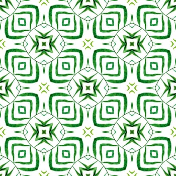 Exotic seamless pattern. Green impressive boho chic summer design. Summer exotic seamless border. Textile ready fabulous print, swimwear fabric, wallpaper, wrapping.