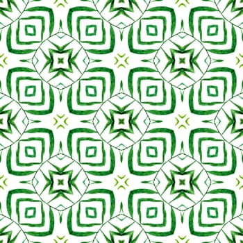 Exotic seamless pattern. Green impressive boho chic summer design. Summer exotic seamless border. Textile ready fabulous print, swimwear fabric, wallpaper, wrapping.