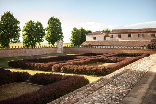 Captivating garden details at Villa Badoer in Fratta Polesine, showcasing landscape artistry.