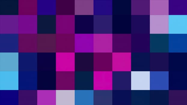 Squares in abstraction. Motion. Purple and red in abstraction are blurred in pixels that shimmer with different shades. High quality 4k footage