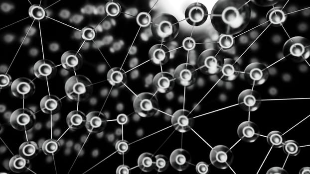 Gray moving molecules. Motion. White molecules made in abstraction that move. High quality 4k footage