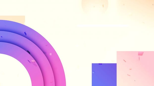 Screensaver with geometric shapes. Motion. Beautiful colorful figures move in composition. Screensaver for insertion and intro with geometric shapes.