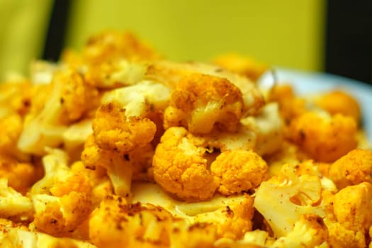 Cauliflower steaks, Vegetable meat substitute. Selective focus