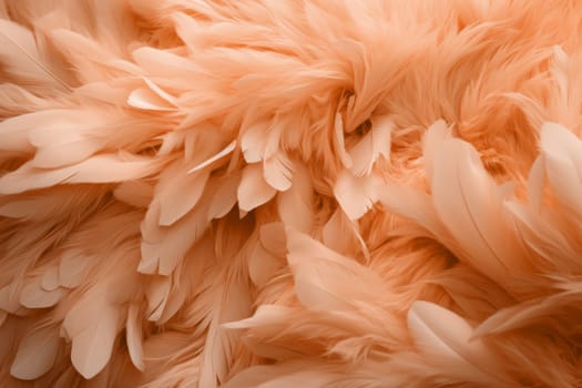 abstract feather natural background, concept color of the year 2024 Peach Fuzz. AI Generated