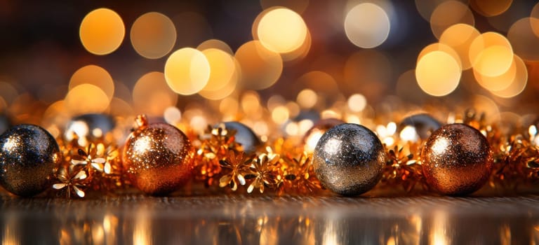The background with Christmas balls and blurred bokeh is perfect for Christmas projects and creates a festive atmosphere.