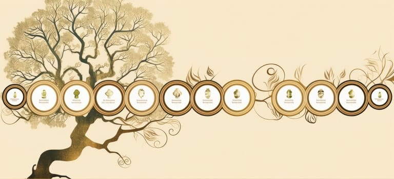 Creative Greeting Card with Family Tree in Oval Style