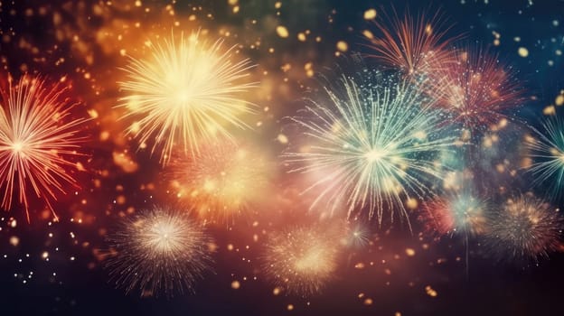 Abstract colored firework background new year celebration 2024 comeliness