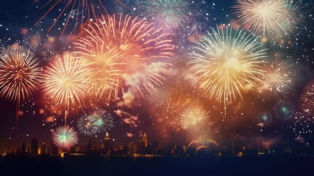 Abstract colored firework background new year celebration 2024 comeliness