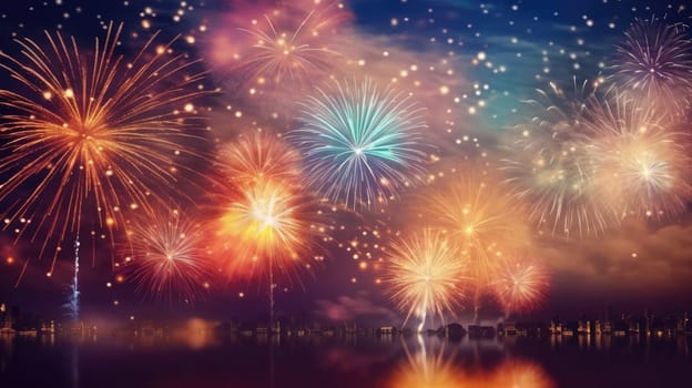 Abstract colored firework background new year celebration 2024 comeliness