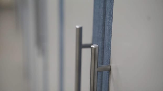 Closeup of closed cells in cloakroom. Lockers in the locker room closeup.