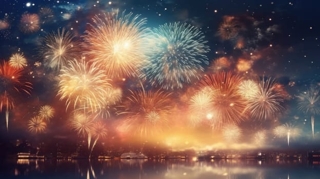 Abstract colored firework background new year celebration 2024 comeliness