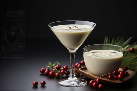 Velvet Eggnog Delight Cinnamon Dessert Martini Infused with Nutmeg for Holiday Toast