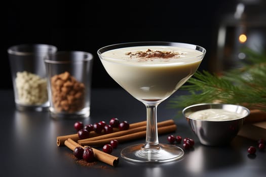 Velvet Eggnog Delight Cinnamon Dessert Martini Infused with Nutmeg for Holiday Toast