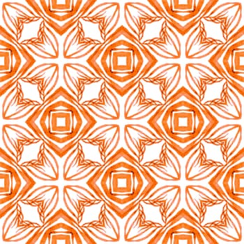 Tropical seamless pattern. Orange lively boho chic summer design. Hand drawn tropical seamless border. Textile ready fantastic print, swimwear fabric, wallpaper, wrapping.