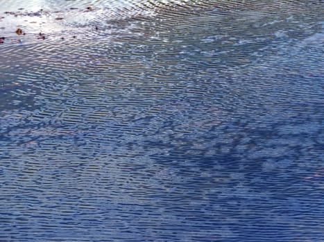 The wind blew ripples on the surface of the water