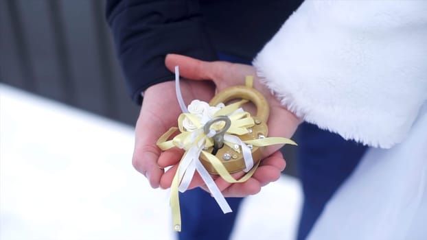 Symbol of happy and long married life of bride and groom. Castle sign of eternal light love imprisoned between the bride and groom or husband and wife wonderful tradition contract.