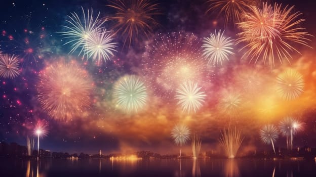 Abstract colored firework background new year celebration 2024 comeliness