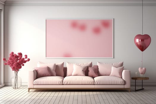 living room style valentine's day banner interior design, generative ai