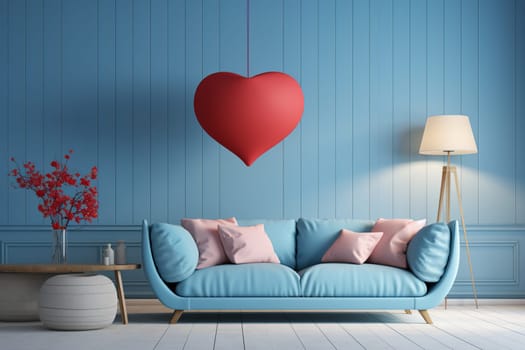 living room style valentine's day banner interior design, generative ai