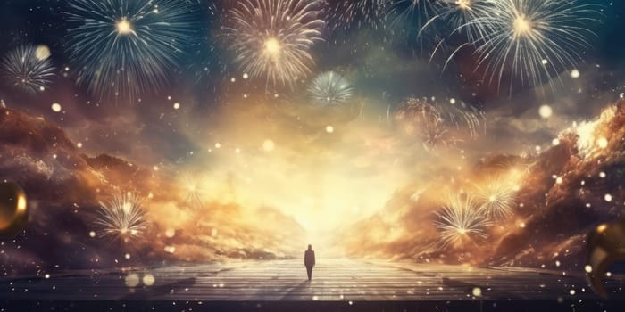 Abstract colored firework background new year celebration 2024 comeliness