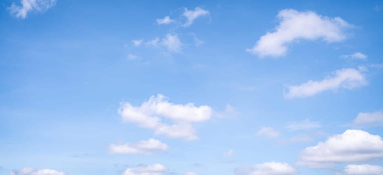 Beautiful blue sky and white cumulus clouds abstract background. Cloudscape background. Blue sky and fluffy white clouds on sunny days. Blue sky and daylight. World Ozone Day. Ozone layer. Summer sky.