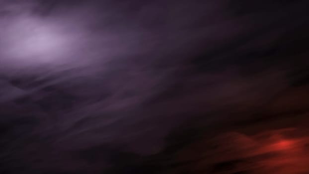 Background of colored moving stream of smoke. Design. Moving stream of fog on background of colored lamps. Continuous stream of fog on glowing lamps.