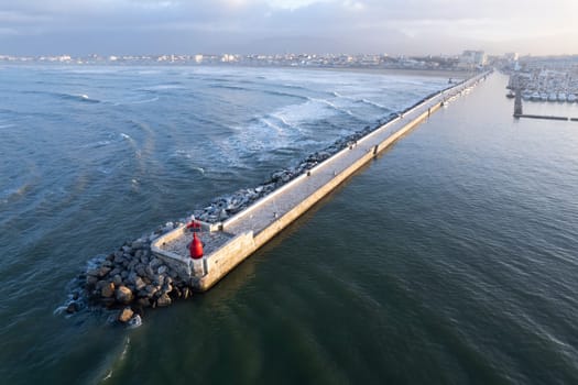 Documentation of the right side of the port of Viareggio photographed at dawn 